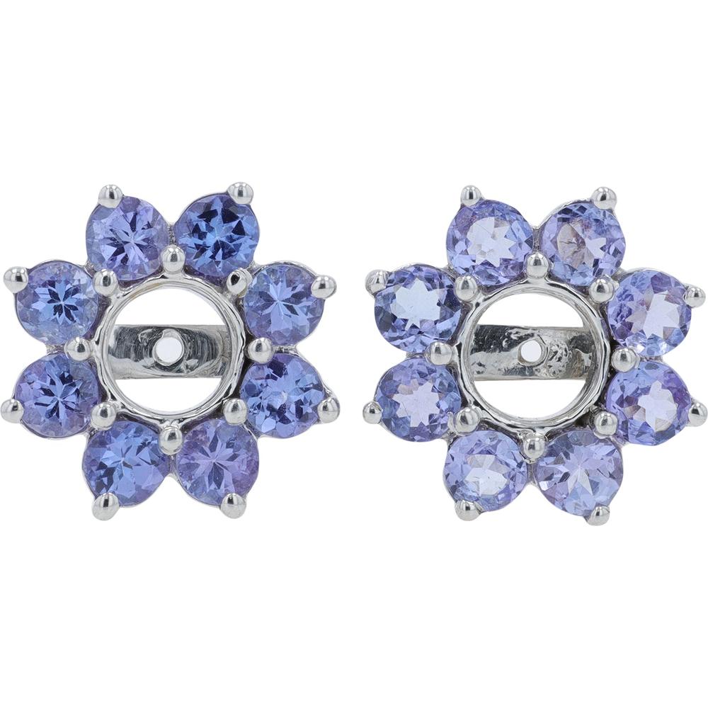 14K White Gold Tanzanite Earring Jackets - 3.00 Carat Total Tanzanite Weight