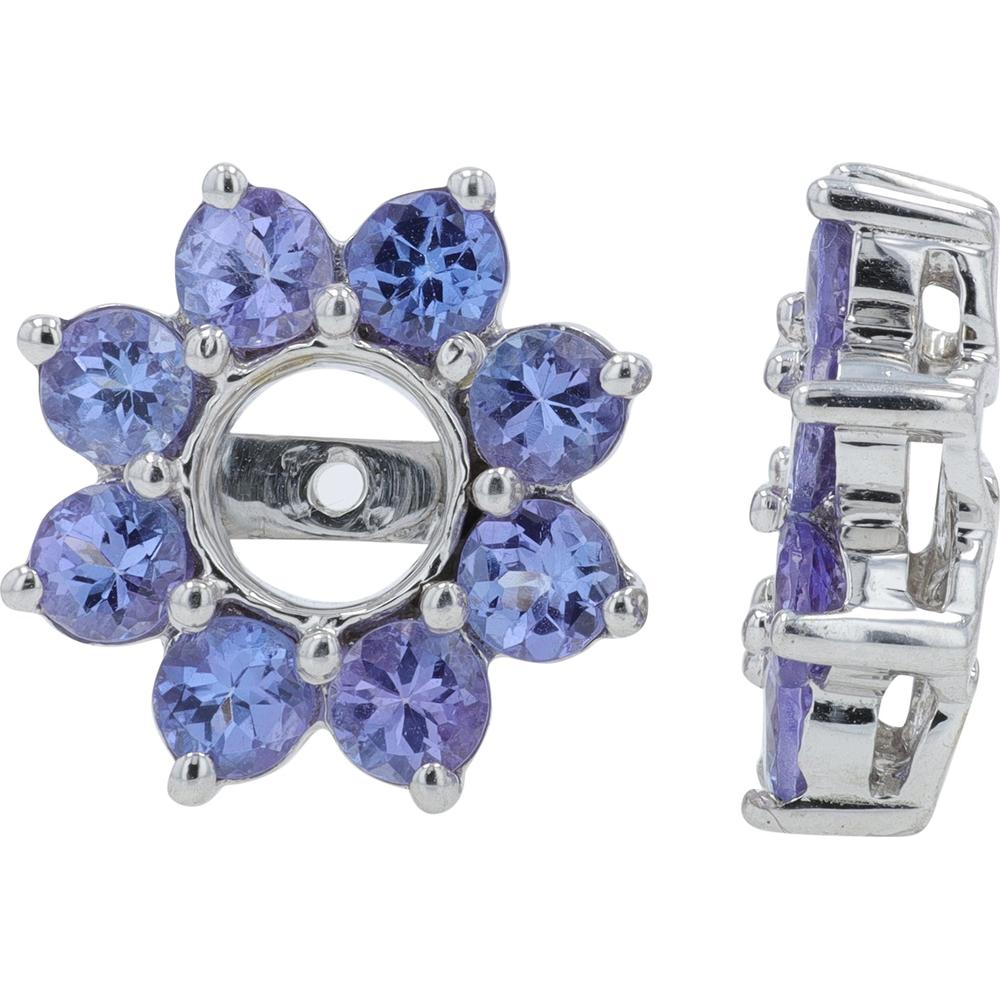 14K White Gold Tanzanite Earring Jackets - 3.00 Carat Total Tanzanite Weight