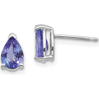 14K White Gold Tanzanite Pear Shaped Stud Earrings - 0.8 Carat Total Gem Weight by Monteluci Fine Jewelry