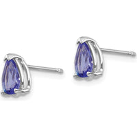 14K White Gold Tanzanite Pear Shaped Stud Earrings - 0.8 Carat Total Gem Weight by Monteluci Fine Jewelry