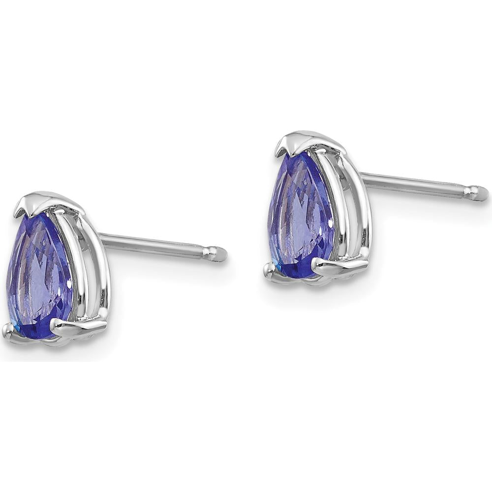 14K White Gold Tanzanite Pear Shaped Stud Earrings - 0.8 Carat Total Gem Weight by Monteluci Fine Jewelry
