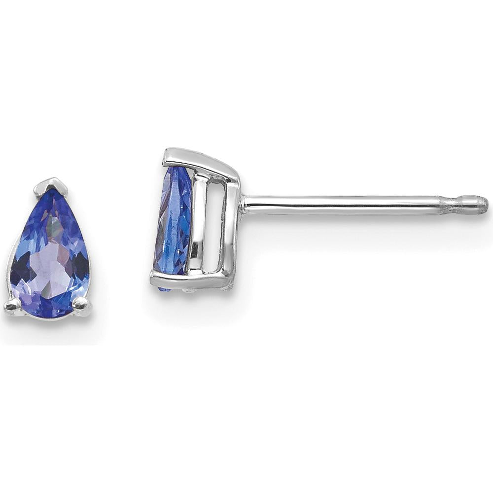 14K White Gold Tanzanite Stud Earrings - 0.250 Carat Total Gem Weight by Oro Pregiato