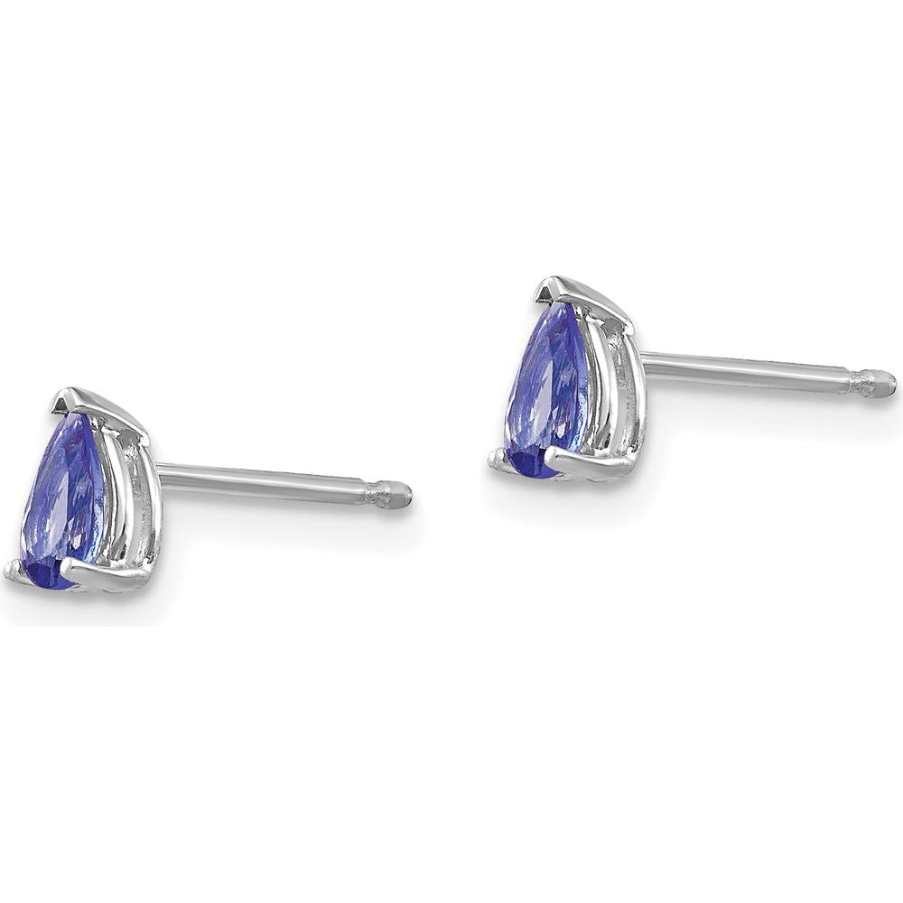 14K White Gold Tanzanite Stud Earrings - 0.250 Carat Total Gem Weight by Oro Pregiato