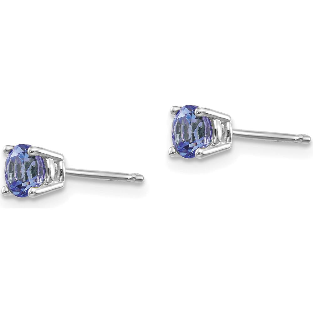 14K White Gold Tanzanite Stud Earrings - 0.33 Carat Total Gem Weight by Monteluci Fine Jewelry