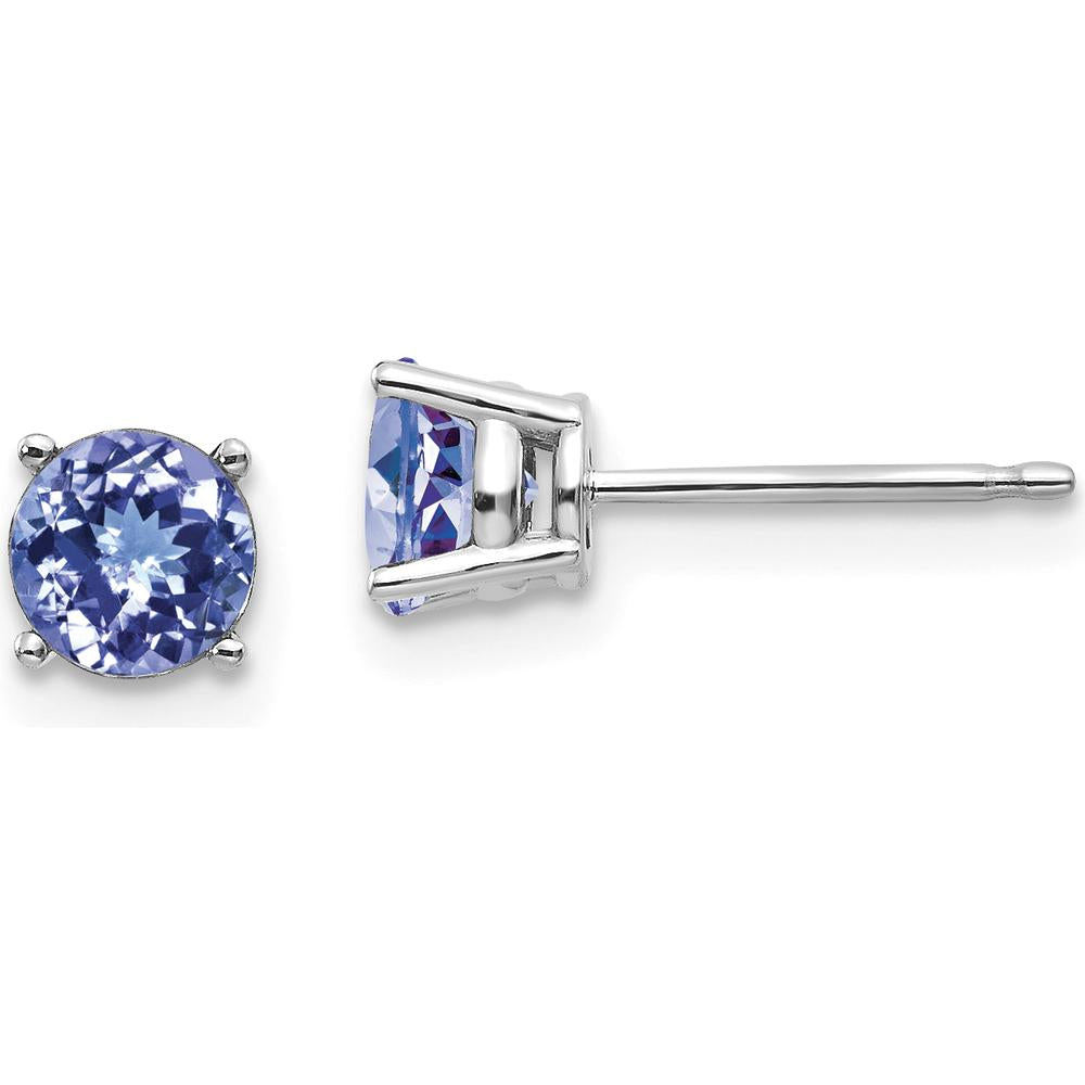 14K White Gold Tanzanite Stud Earrings - 1.1 Carat Total Tanzanite Weight by Monteluci Fine Jewelry