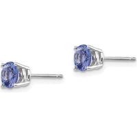 14K White Gold Tanzanite Stud Earrings - 1.1 Carat Total Tanzanite Weight by Monteluci Fine Jewelry