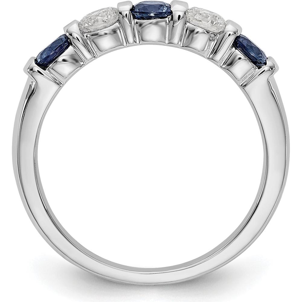 14K White Gold Tapered Band with Round Blue Sapphire and Diamond - 0.30 Carat Total Weight by 0