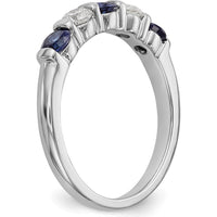 14K White Gold Tapered Band with Round Blue Sapphire and Diamond - 0.30 Carat Total Weight by 0
