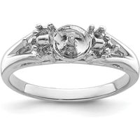 14K White Gold Tapered Ring Mounting for 6mm Pearl with Side Stone Accents by Oro Pregiato
