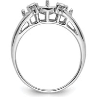 14K White Gold Tapered Ring Mounting for 6mm Pearl with Side Stone Accents by Oro Pregiato