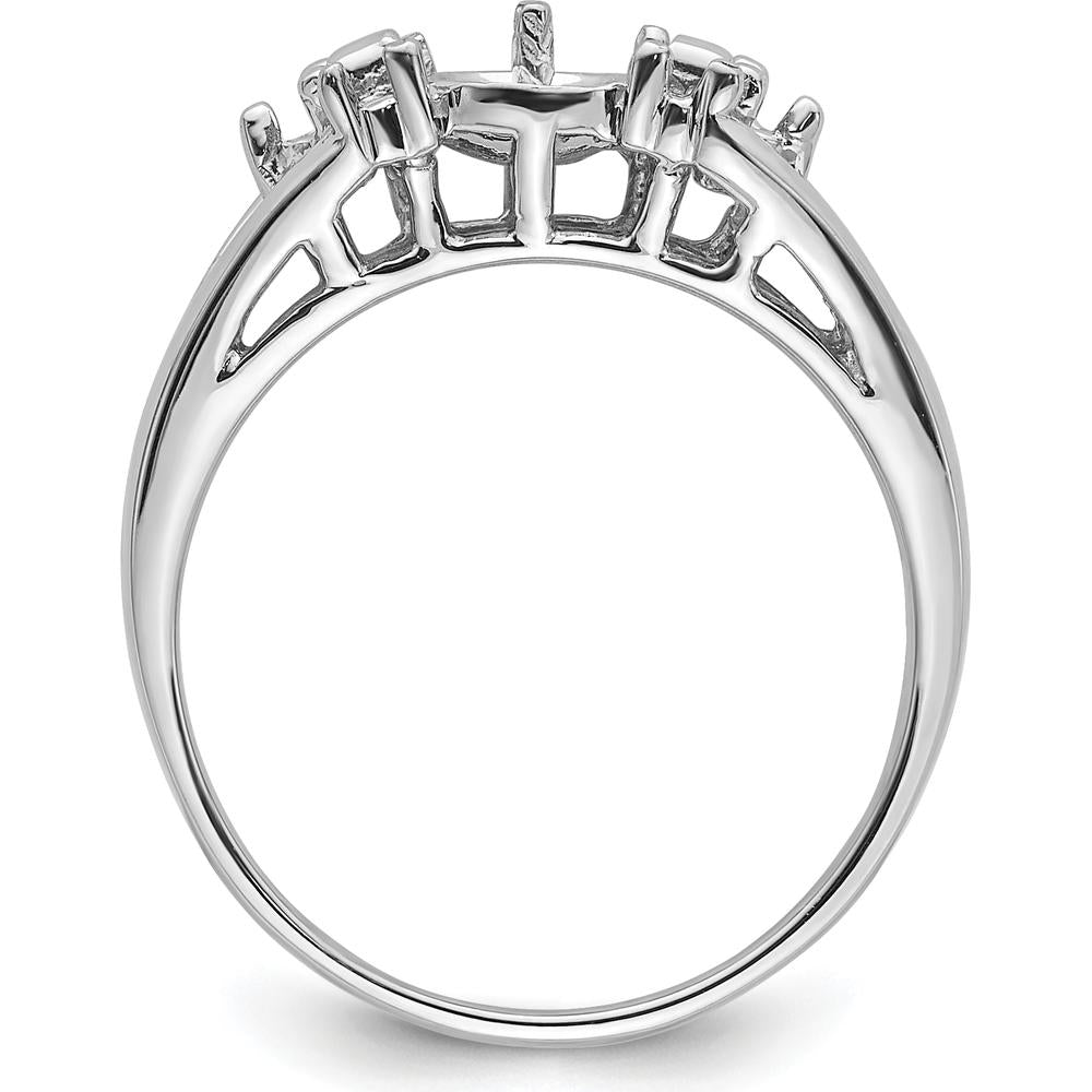 14K White Gold Tapered Ring Mounting for 6mm Pearl with Side Stone Accents by Oro Pregiato