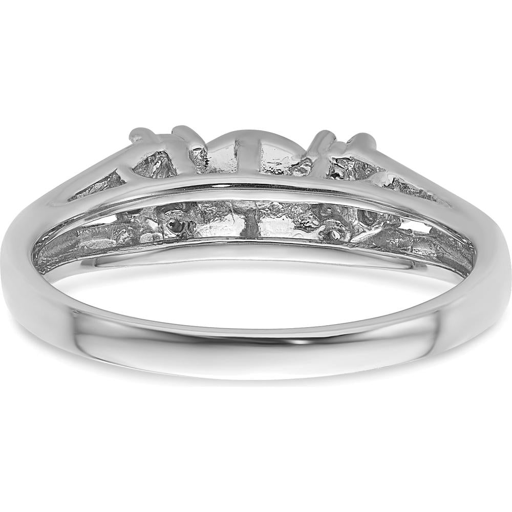 14K White Gold Tapered Ring Mounting for 6mm Pearl with Side Stone Accents by Oro Pregiato
