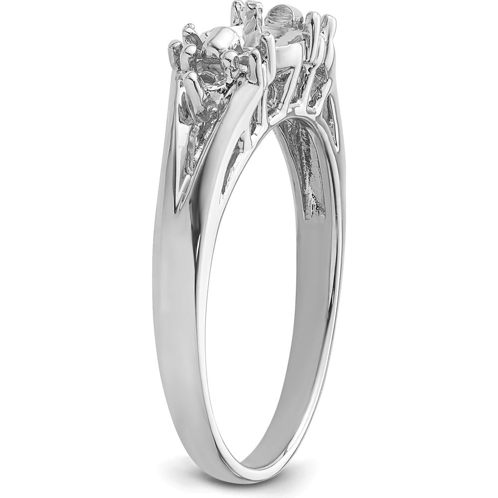 14K White Gold Tapered Ring Mounting for 6mm Pearl with Side Stone Accents by Oro Pregiato