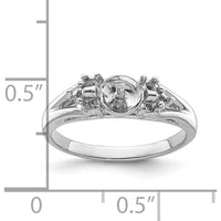 14K White Gold Tapered Ring Mounting for 6mm Pearl with Side Stone Accents by Oro Pregiato
