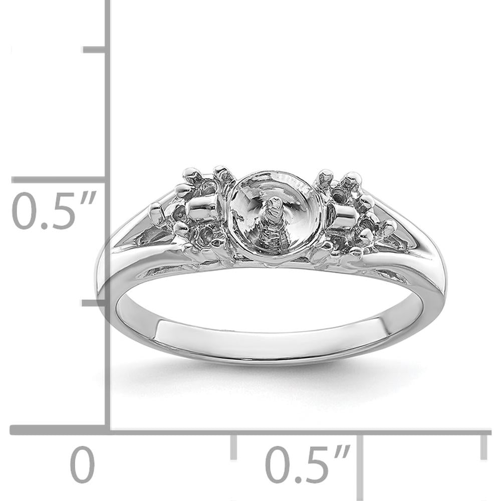 14K White Gold Tapered Ring Mounting for 6mm Pearl with Side Stone Accents by Oro Pregiato