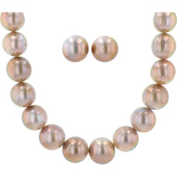 14K White Gold Tasaki Pearl Necklace & Stud Set with Lustrous Pearls