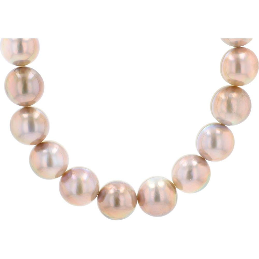 14K White Gold Tasaki Pearl Necklace & Stud Set with Lustrous Pearls