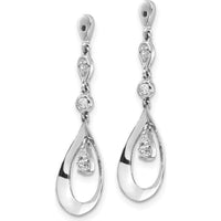 14K White Gold Teardrop Dangle Earring Jackets with Round Diamonds - 0.075 Carats Total Diamond Weight by Monteluci Fine Jewelry