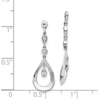 14K White Gold Teardrop Dangle Earring Jackets with Round Diamonds - 0.075 Carats Total Diamond Weight by Monteluci Fine Jewelry