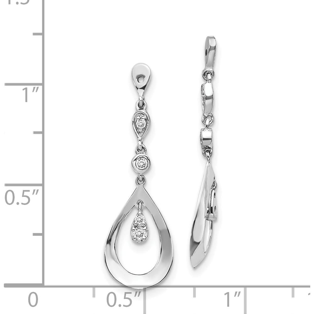 14K White Gold Teardrop Dangle Earring Jackets with Round Diamonds - 0.075 Carats Total Diamond Weight by Monteluci Fine Jewelry