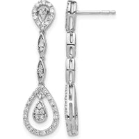 14K White Gold Teardrop Diamond Dangle Earrings - 0.144 Carat Total Diamond Weight by Monteluci Fine Jewelry