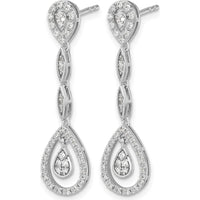 14K White Gold Teardrop Diamond Dangle Earrings - 0.144 Carat Total Diamond Weight by Monteluci Fine Jewelry