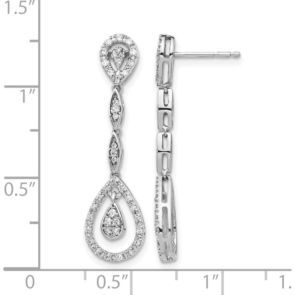 14K White Gold Teardrop Diamond Dangle Earrings - 0.144 Carat Total Diamond Weight by Monteluci Fine Jewelry