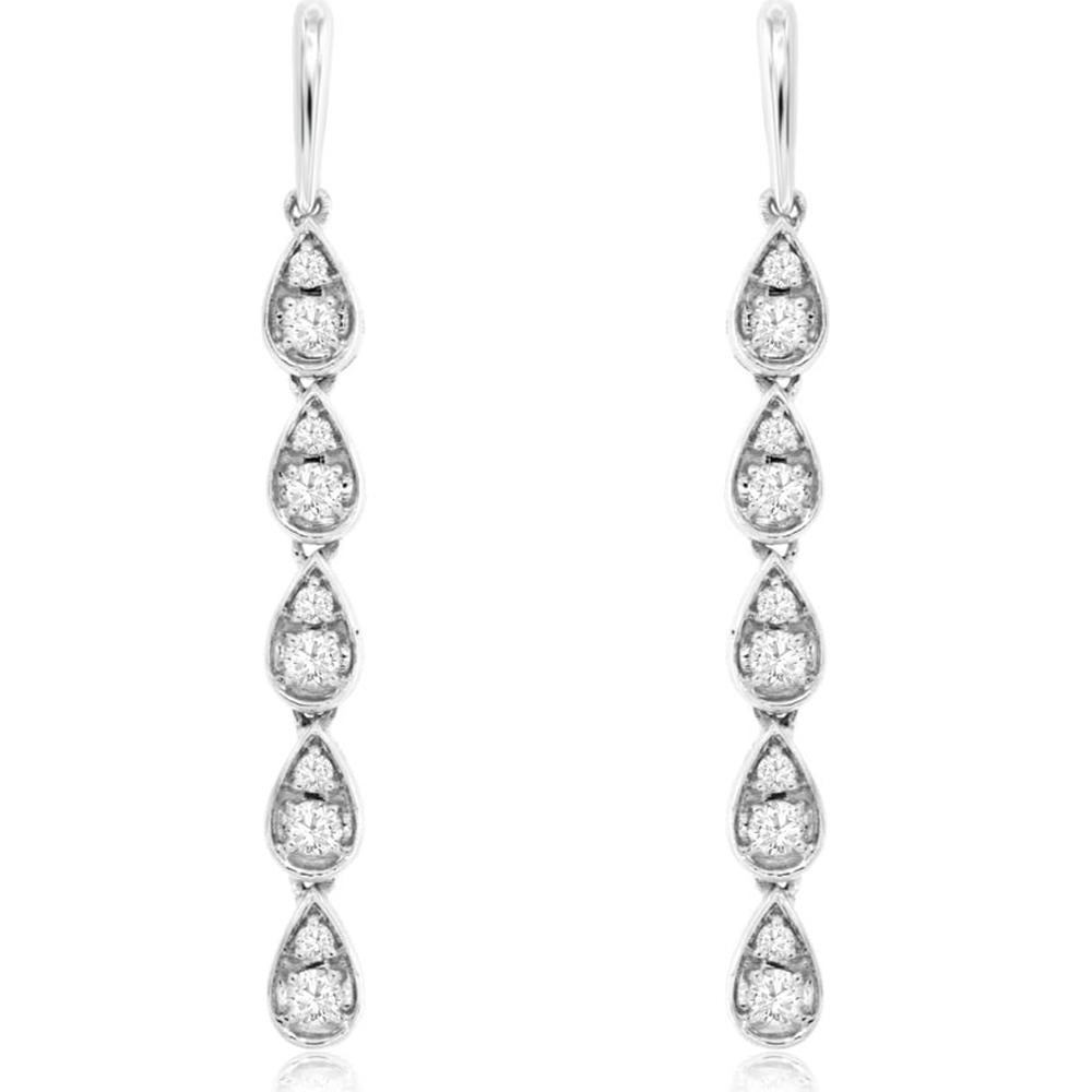 14K White Gold Teardrop Earrings with Brilliant Diamonds - 0.20 Carats Total Diamond Weight
