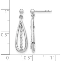 14K White Gold Teardrop Earrings with Round Diamonds - 0.014 Carat Total Diamond Weight by Monteluci Fine Jewelry
