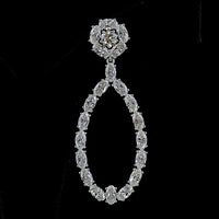 14K White Gold Teardrop Hanging Earrings with Round and Oval Cut Lab Diamonds - 8.32 Carat Total Diamond Weight - Covaloro Fine Jewelry