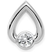 14K White Gold Teardrop Pendant Mounting for 4.4mm Round Stone - Rhodium Plated Finish by Oro Pregiato