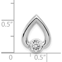 14K White Gold Teardrop Pendant Mounting for 4.4mm Round Stone - Rhodium Plated Finish by Oro Pregiato