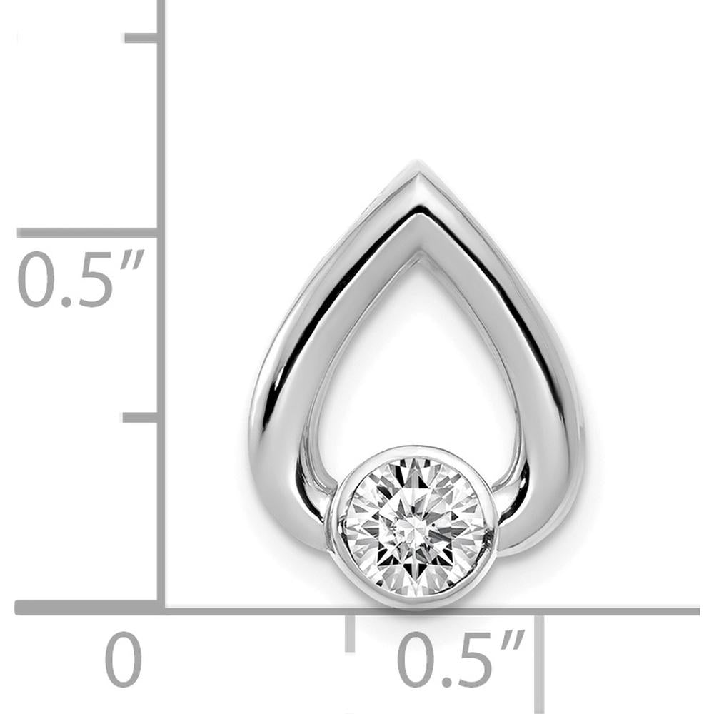 14K White Gold Teardrop Pendant Mounting for 4.4mm Round Stone - Rhodium Plated Finish by Oro Pregiato