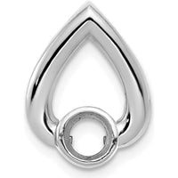 14K White Gold Teardrop Pendant Mounting for 4.4mm Round Stone - Rhodium Plated Finish by Oro Pregiato