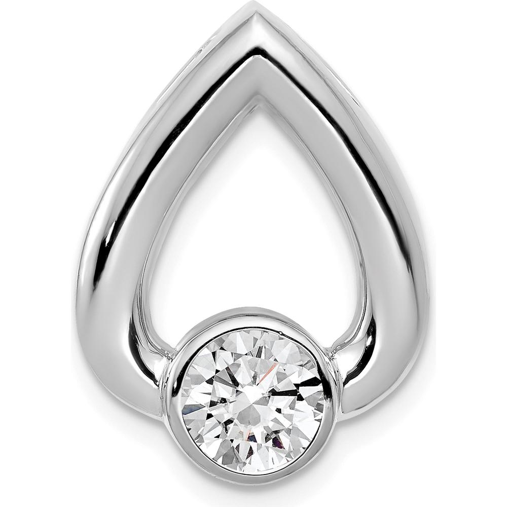 14K White Gold Teardrop Pendant Mounting for 5.8mm Round Stone - No Stone Included by Oro Pregiato