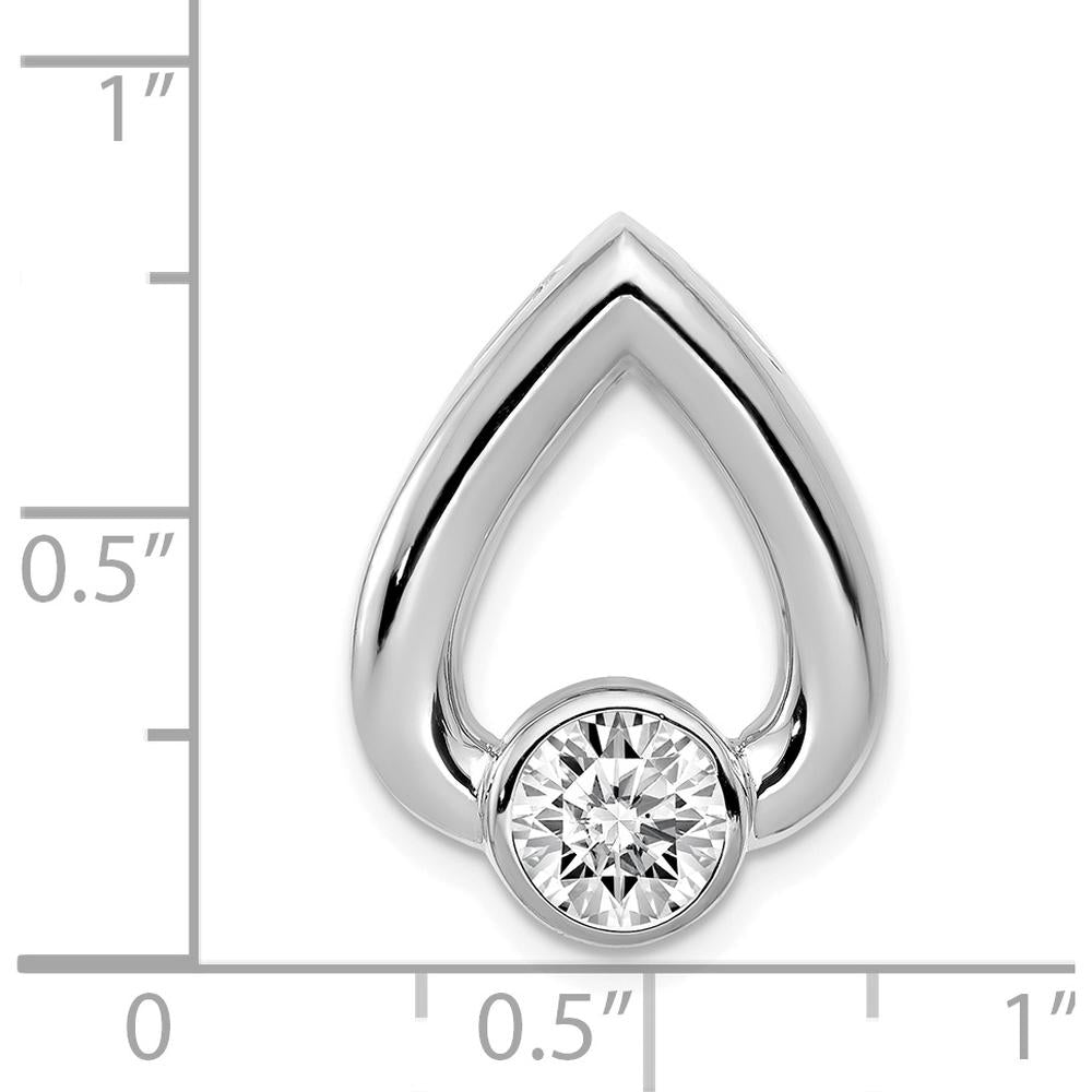 14K White Gold Teardrop Pendant Mounting for 5.8mm Round Stone - No Stone Included by Oro Pregiato