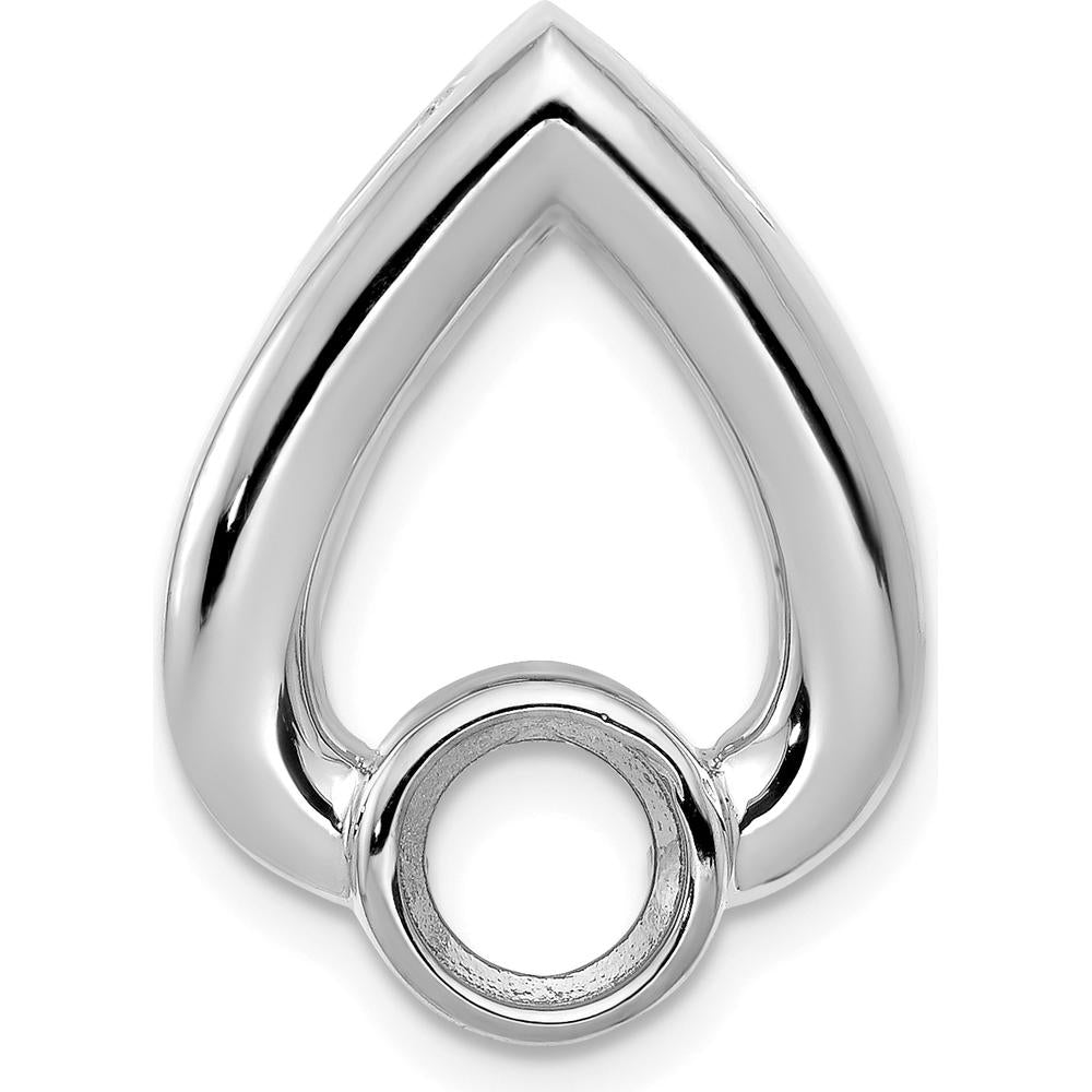 14K White Gold Teardrop Pendant Mounting for 5.8mm Round Stone - No Stone Included by Oro Pregiato