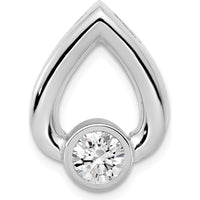 14K White Gold Teardrop Pendant Mounting for 5mm Round Stone by Oro Pregiato