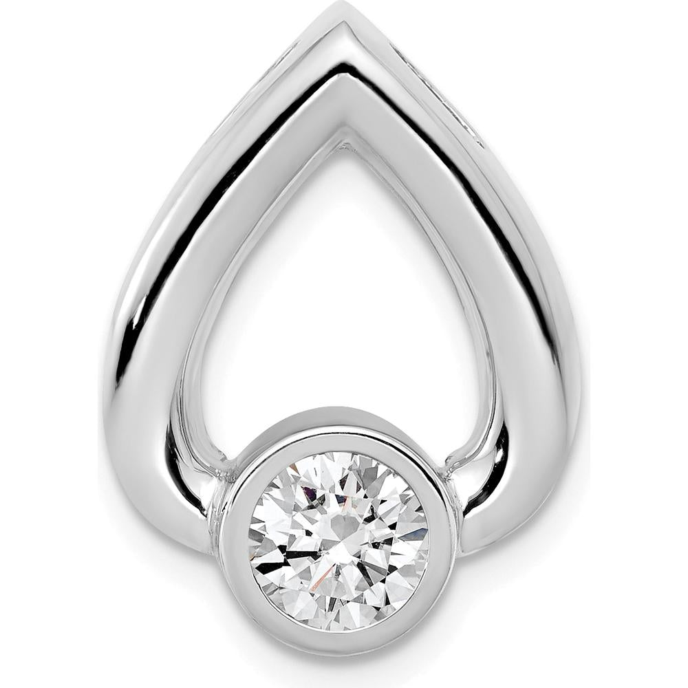 14K White Gold Teardrop Pendant Mounting for 5mm Round Stone by Oro Pregiato