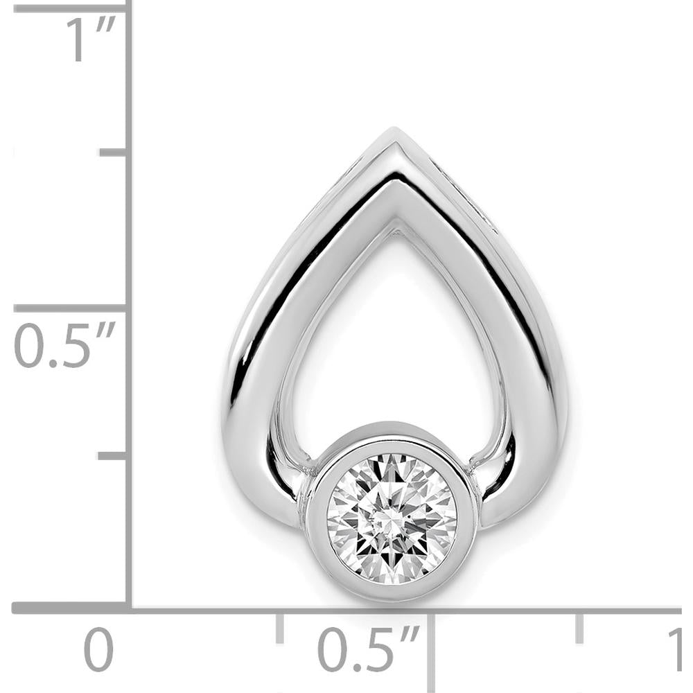 14K White Gold Teardrop Pendant Mounting for 5mm Round Stone by Oro Pregiato