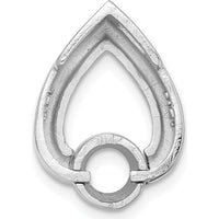 14K White Gold Teardrop Pendant Mounting for 5mm Round Stone by Oro Pregiato