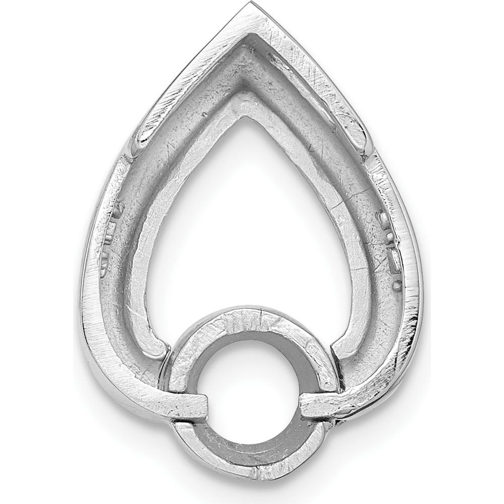 14K White Gold Teardrop Pendant Mounting for 5mm Round Stone by Oro Pregiato
