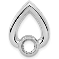 14K White Gold Teardrop Pendant Mounting for 5mm Round Stone by Oro Pregiato