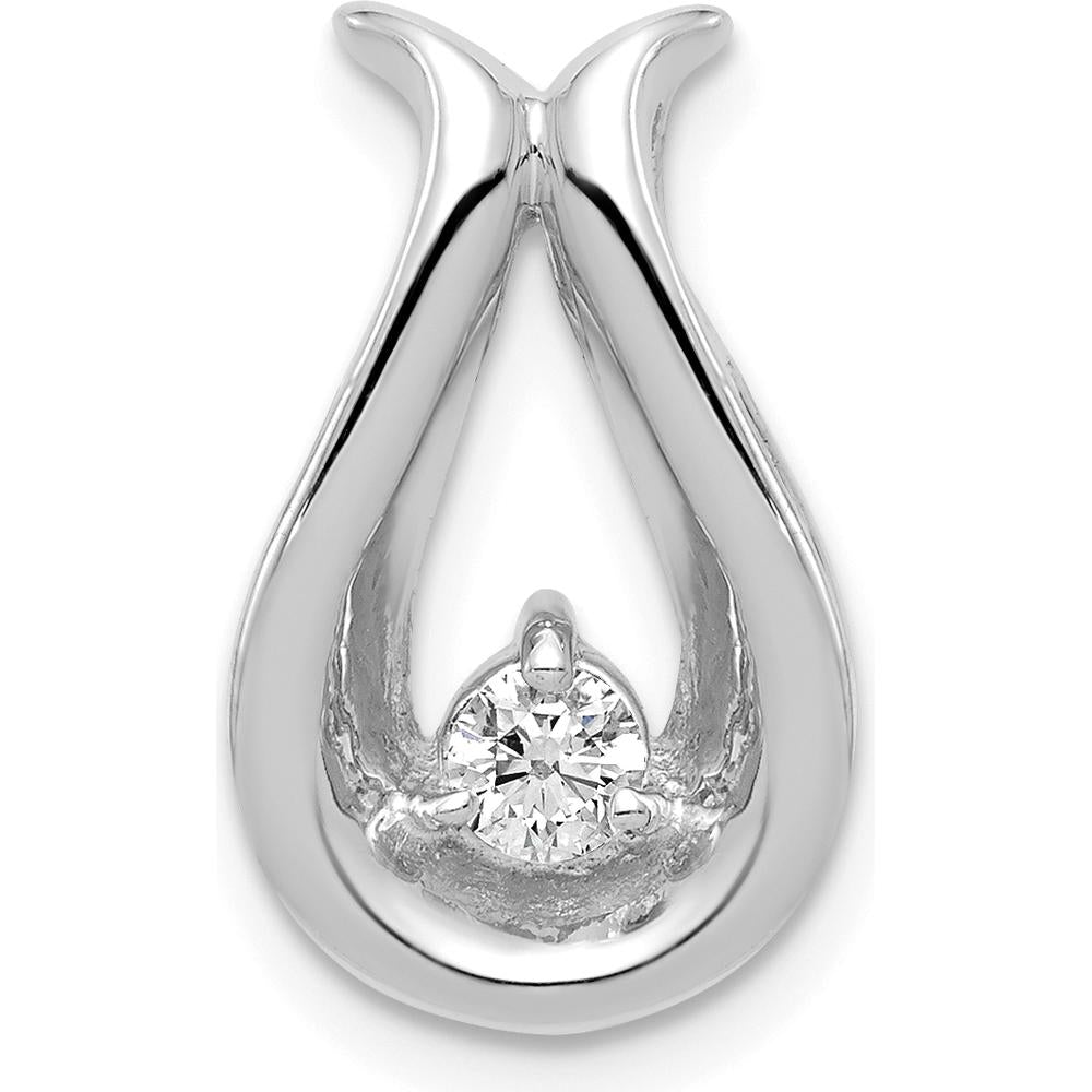 14K White Gold Teardrop Pendant with 0.15 Carat Round Diamond - G-I Color, I2 Clarity by Monteluci Fine Jewelry