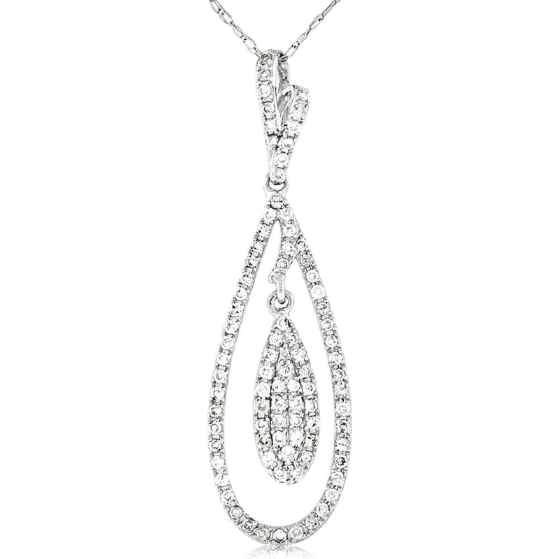 14K White Gold Teardrop Pendant with 0.38 Carats Total Diamond Weight