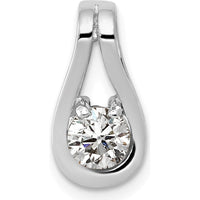 14K White Gold Teardrop Pendant with 4.7mm Round Stone Mounting - Fits Up to 6mm Omega by Oro Pregiato