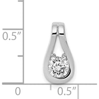 14K White Gold Teardrop Pendant with 4.7mm Round Stone Mounting - Fits Up to 6mm Omega by Oro Pregiato