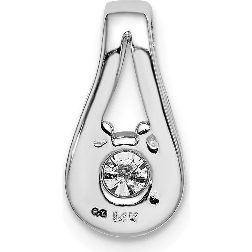 14K White Gold Teardrop Pendant with 4.7mm Round Stone Mounting - Fits Up to 6mm Omega by Oro Pregiato
