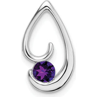 14K White Gold Teardrop Pendant with 4mm Round Amethyst - 0.2 Carat Total Gemstone Weight by Lumare Gioia