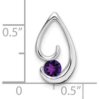 14K White Gold Teardrop Pendant with 4mm Round Amethyst - 0.2 Carat Total Gemstone Weight by Lumare Gioia